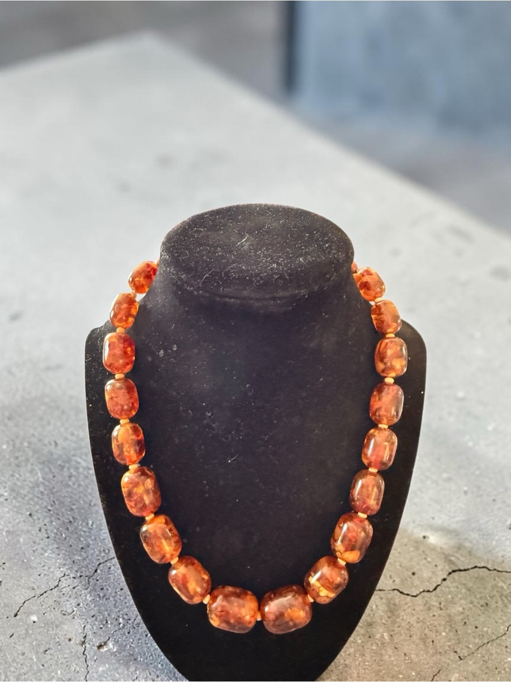 Stunning Vintage Reconstructed/Pressed Amber Fragment Necklace” 16”  48g